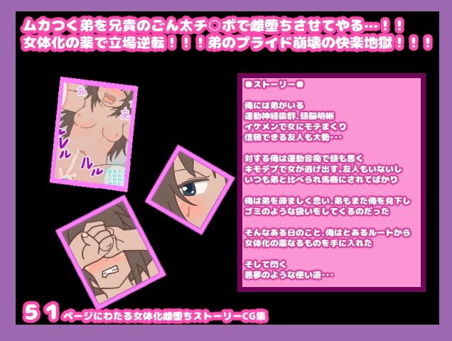 いつも兄を見下し馬鹿にしてくる弟に女体化の薬を使って「お兄ちゃん大好き!」と言わせてやった 画像1