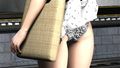 （PV:白のヒョウ柄パンティ編）駅で遭遇した超絶劇ミニフレアスカート女子大生？が地下鉄の通風口の上に無防備にも仁王立ちだったので風チラを目当てに待っていたら案の定思いっきりパンチラした件。