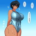 mb 競泳水着を着たボーイッシュ褐色娘