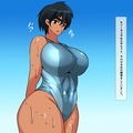 mb 競泳水着を着たボーイッシュ褐色娘