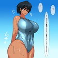 mb 競泳水着を着たボーイッシュ褐色娘