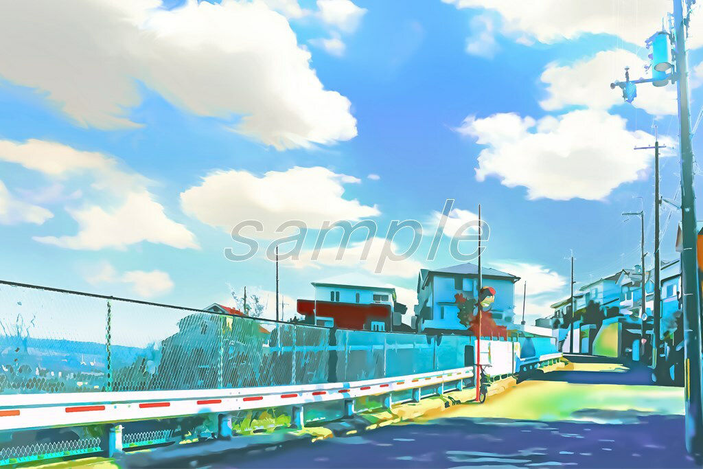 丘の上の町【背景素材_夕方差分+空くり抜きセット】 画像1
