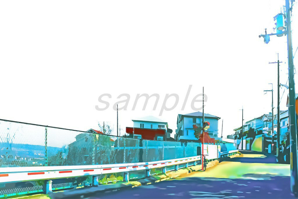 丘の上の町【背景素材_夕方差分＋空くり抜きセット】 | 爽やか処理済み痛快空間