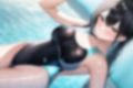 黒髪ロング競泳水着エロCG集