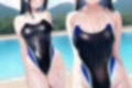 黒髪ロング競泳水着エロCG集
