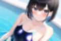 黒髪ショート競泳水着エロCG集