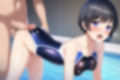 黒髪ショート競泳水着エロCG集