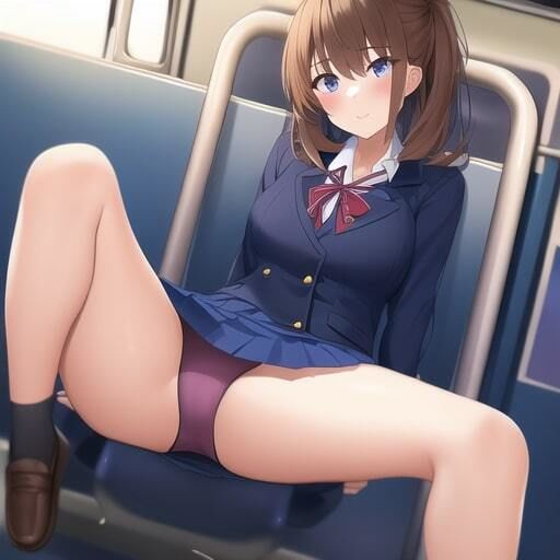 電車で挑発する制服女子 画像3