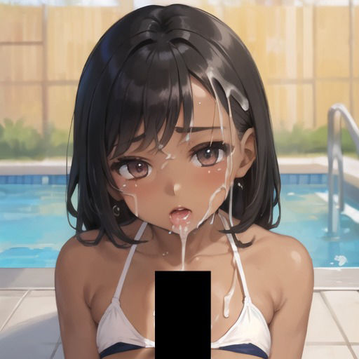 南国の秘島で褐色水着ロリにひたすらぶっかける -Spraying Lo○ita in brown bathing suit on a secluded tropical island- 画像1