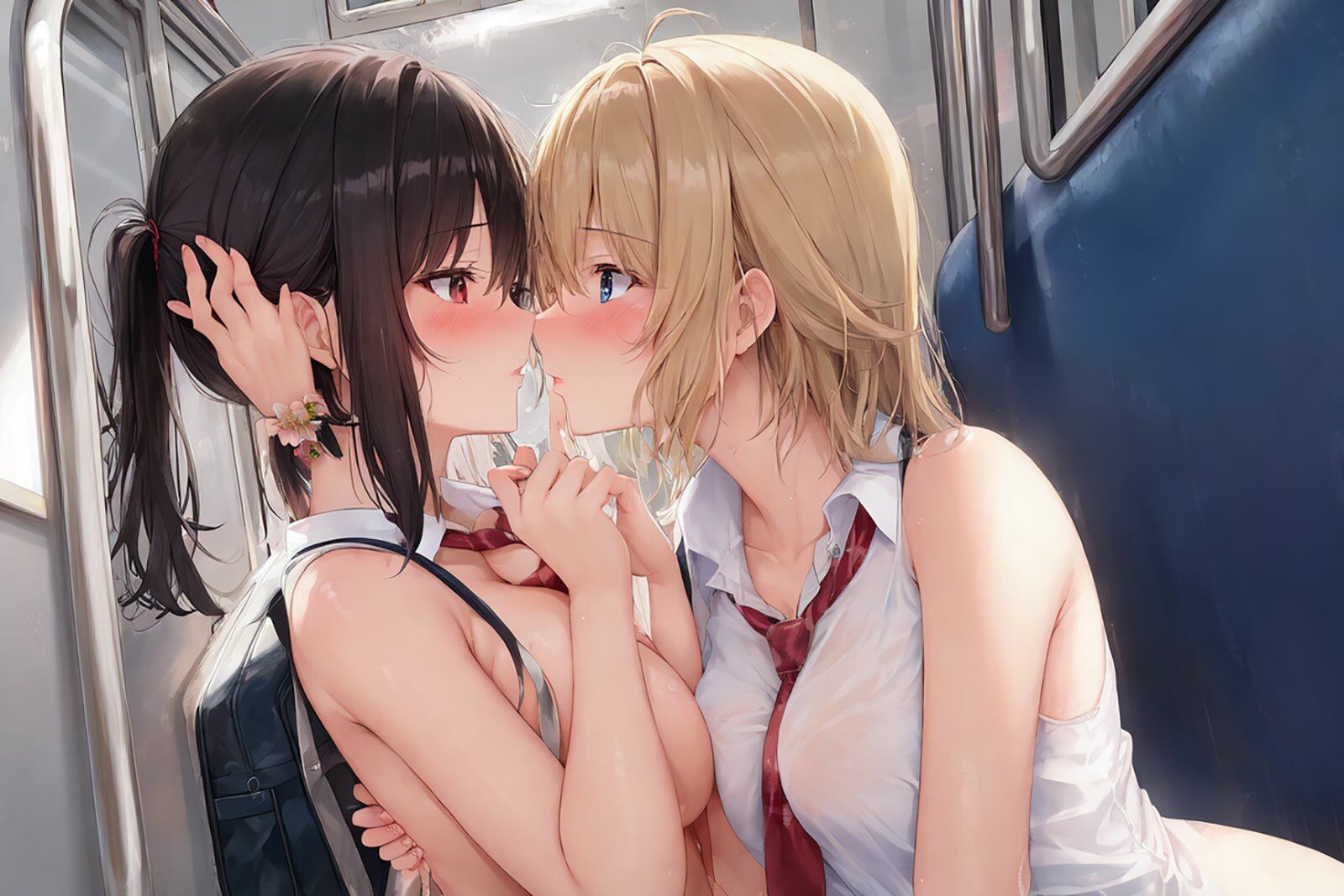 パンティーコピー機のエロ漫画電車と百合と女子校生パンチラdmm18fanzaの画像