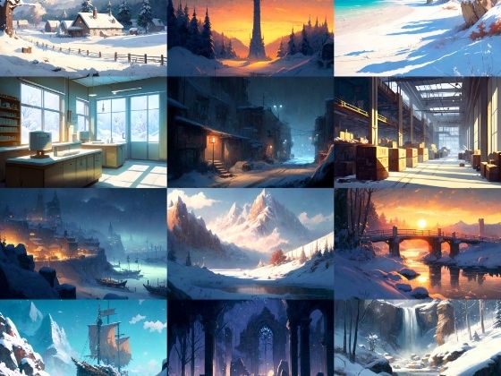 【美麗で幻想的な雪国系の背景】著作権フリーの高解像度画像（100枚）【Game Material Store】