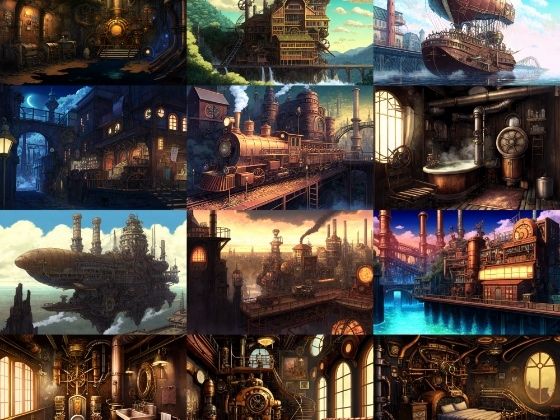 【アニメ映画スチームパンク背景】著作権フリーの高解像度画像（100枚）...1