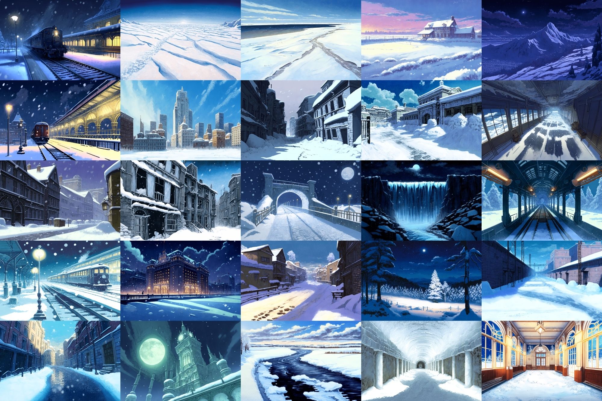 【アニメ映画風の雪国系の背景】著作権フリーの高解像度画像（100枚） 画像3