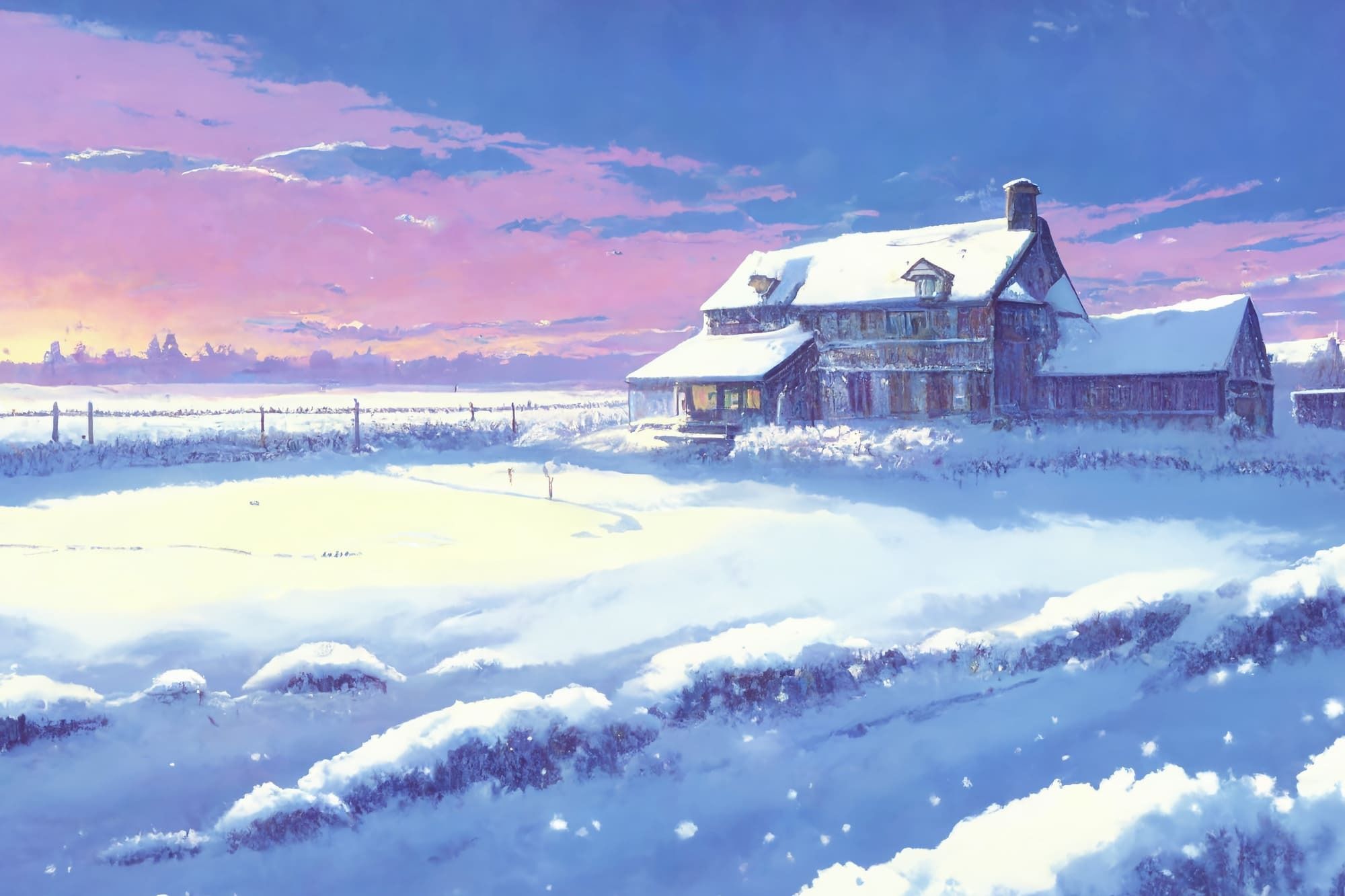 【アニメ映画風の雪国系の背景】著作権フリーの高解像度画像（100枚） 画像10