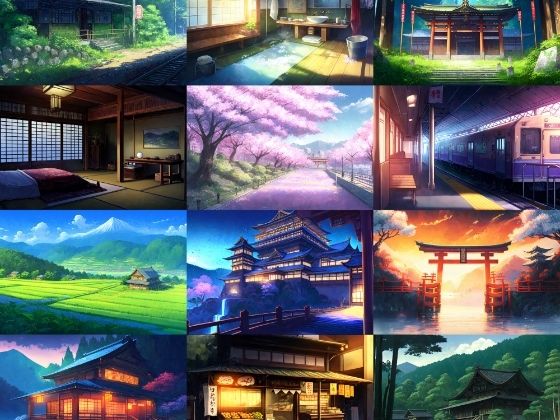 【アニメ映画風の和風系の背景】著作権フリーの高解像度画像（100枚）