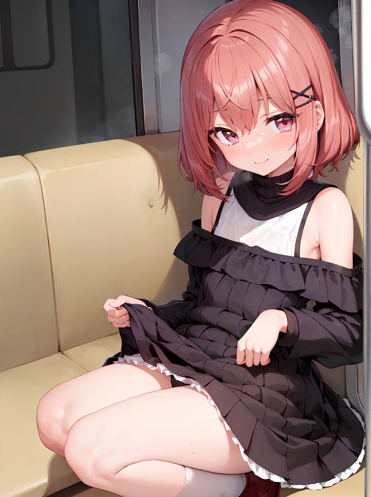 電車で露出する少女たち_2