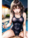 スク水巨乳J●と夜のプールでHなことをするAIイラスト集