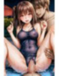 スク水巨乳J●と夜のプールでHなことをするAIイラスト集