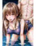 スク水巨乳J●と夜のプールでHなことをするAIイラスト集