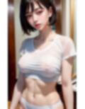 ショートボブ・濡れ白Tシャツ・美女