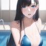 久しぶりに会った巨乳美女にセクシーなビキニを着せて、プールでデートする。