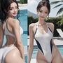 白い競泳水着撮影会！割れ目と乳首浮きを楽しめる