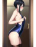 スクール水着を部屋で試着する美女をのぞき見するイラスト集 〜気になるカラダ〜（ニーハイソックス・靴下・盗撮）