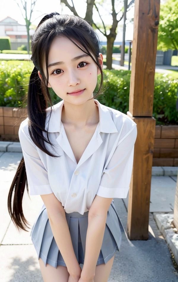 制服美女と秘密の公園デート 制服女子は可愛い清楚系 画像5