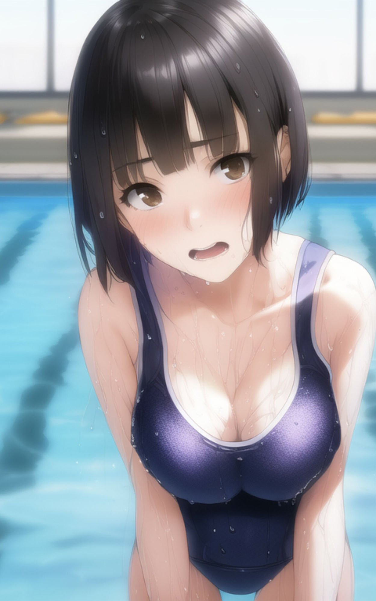 ロリ巨乳な女子校生にスクール水着を着せてプールに連れていく。 画像8