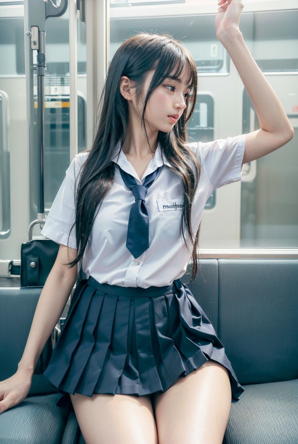 制服女子 電車でパンチラ_6