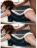 巨乳スク水少女にぶっかける