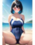 【セックスイラスト集】競泳用水着の黒髪美女にどっぷり中出し！〈200枚〉海（ビーチ）・室内プール