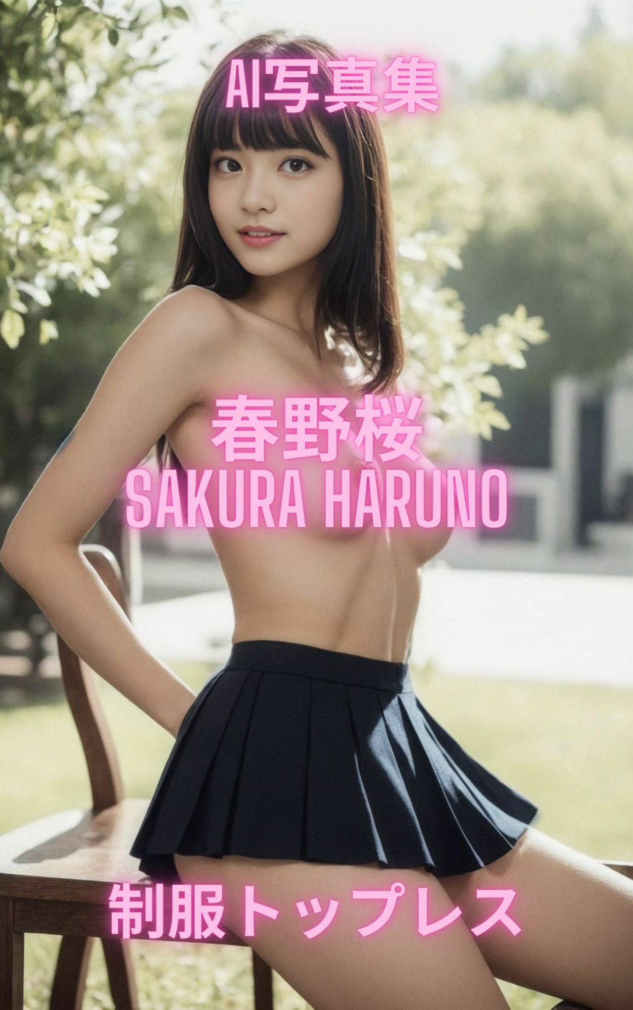 AI写真集 春野桜 Sakura Haruno 制服トップレス3