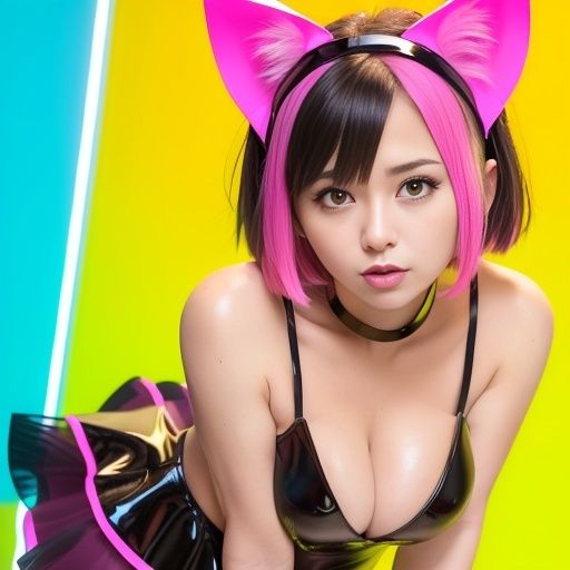 猫耳サイバーゴスの仮想地下アイドル達（セリフなし AI画像集）