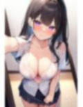 エロ自撮りで恥ずかしがる黒髪清楚系・制服たくしあげ＆パンチラ＆下着姿