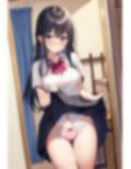 エロ自撮りで恥ずかしがる黒髪清楚系・制服たくしあげ＆パンチラ＆下着姿