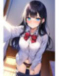 エロ自撮りで恥ずかしがる黒髪清楚系・制服たくしあげ＆パンチラ＆下着姿