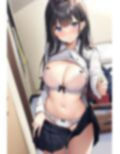 エロ自撮りで恥ずかしがる黒髪清楚系・制服たくしあげ＆パンチラ＆下着姿