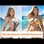 Blonde Beauty Colorful Swimsuit【ブロンド美女カラフル水着】