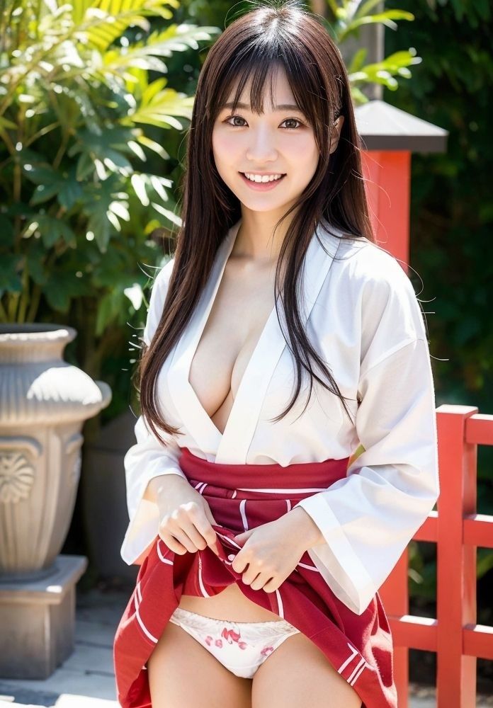 清楚な巫女さんのマ◯コ見せ 画像6