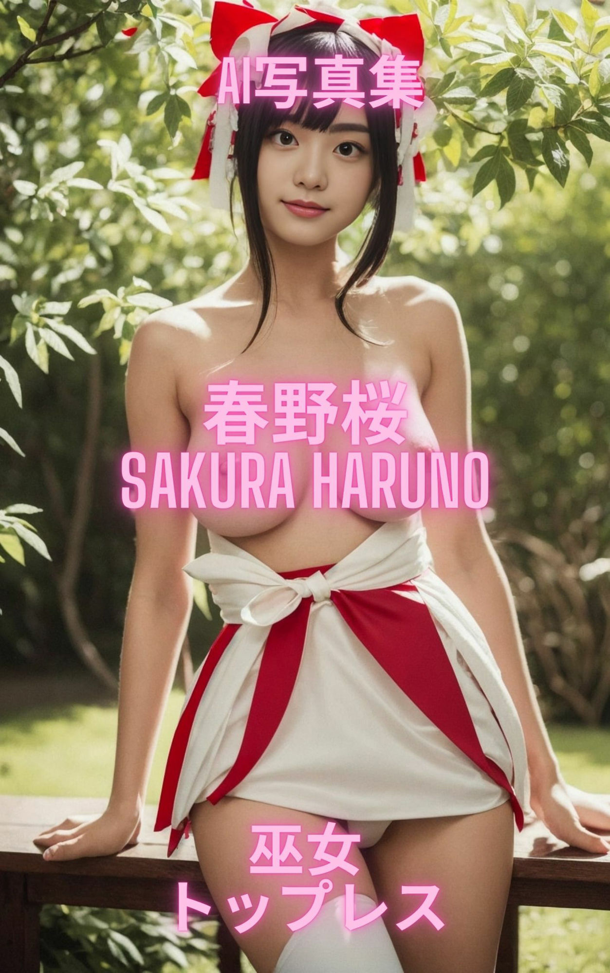 AI写真集 春野桜 Sakura Haruno 巫女トップレス_4