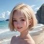 ヌーディストビーチの金髪美女