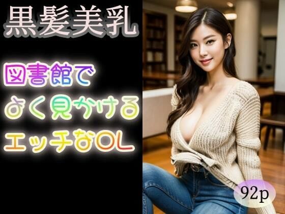 【黒髪美乳】図書館でよく見かけるエッチなOL_1