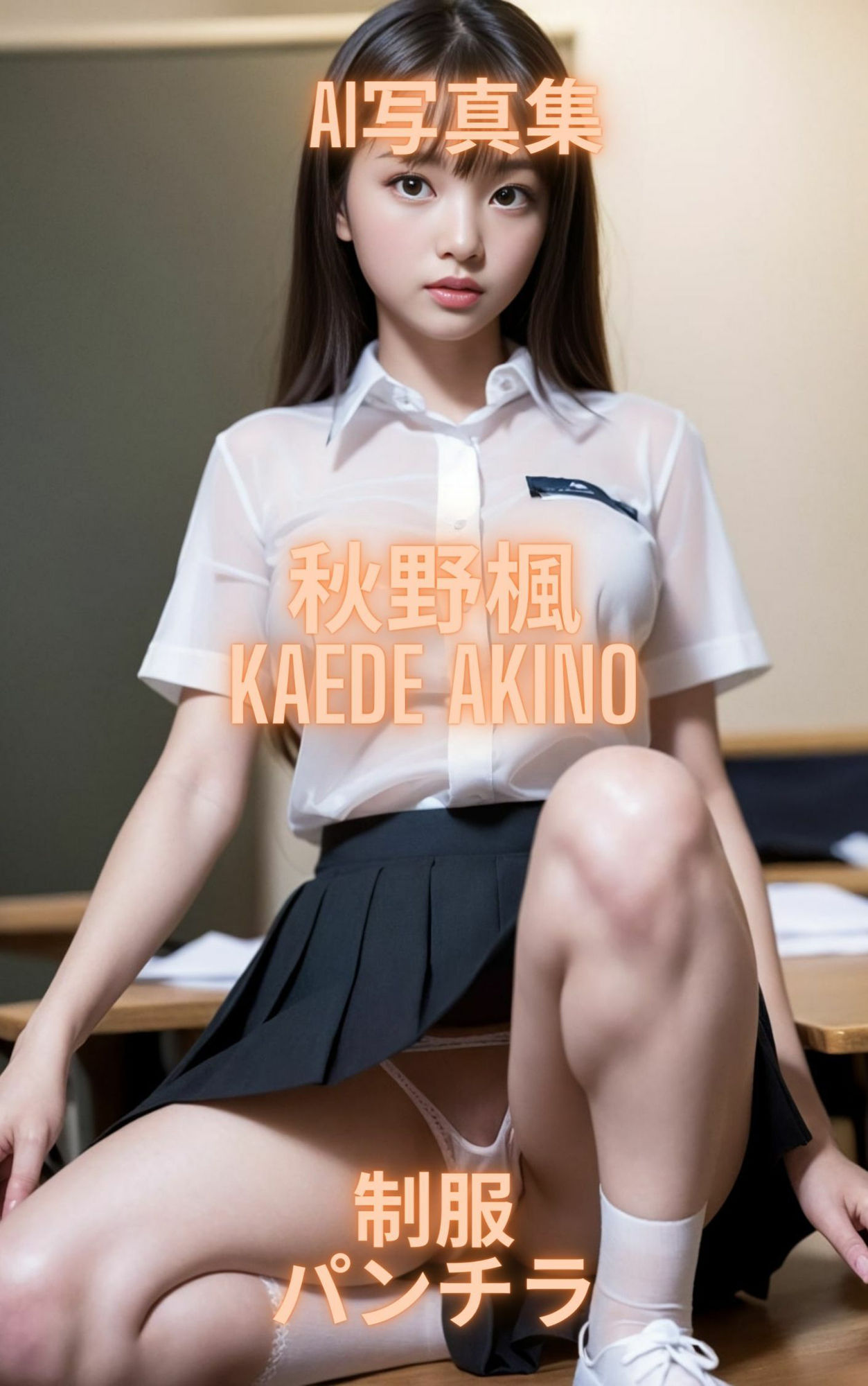 AI写真集 秋野楓 Kaede Akino 制服パンチラ_5