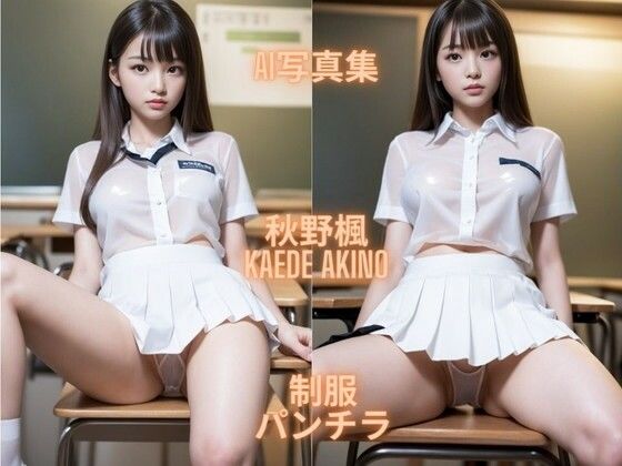 美しい季節が楓の制服は上品なデザインと調和し【AI写真集秋野楓KaedeAkino制服パンチラ】