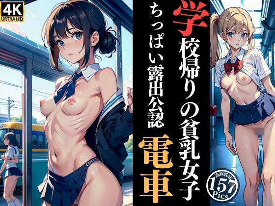 【貧乳】学校帰りの貧乳女子 ちっぱい露出公認電車【 割引OFFサークル