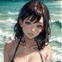 清楚系黒髪美女、ビーチでの「誘惑」