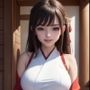 神社で奉仕活動している巫女さんの巨乳おっぱい