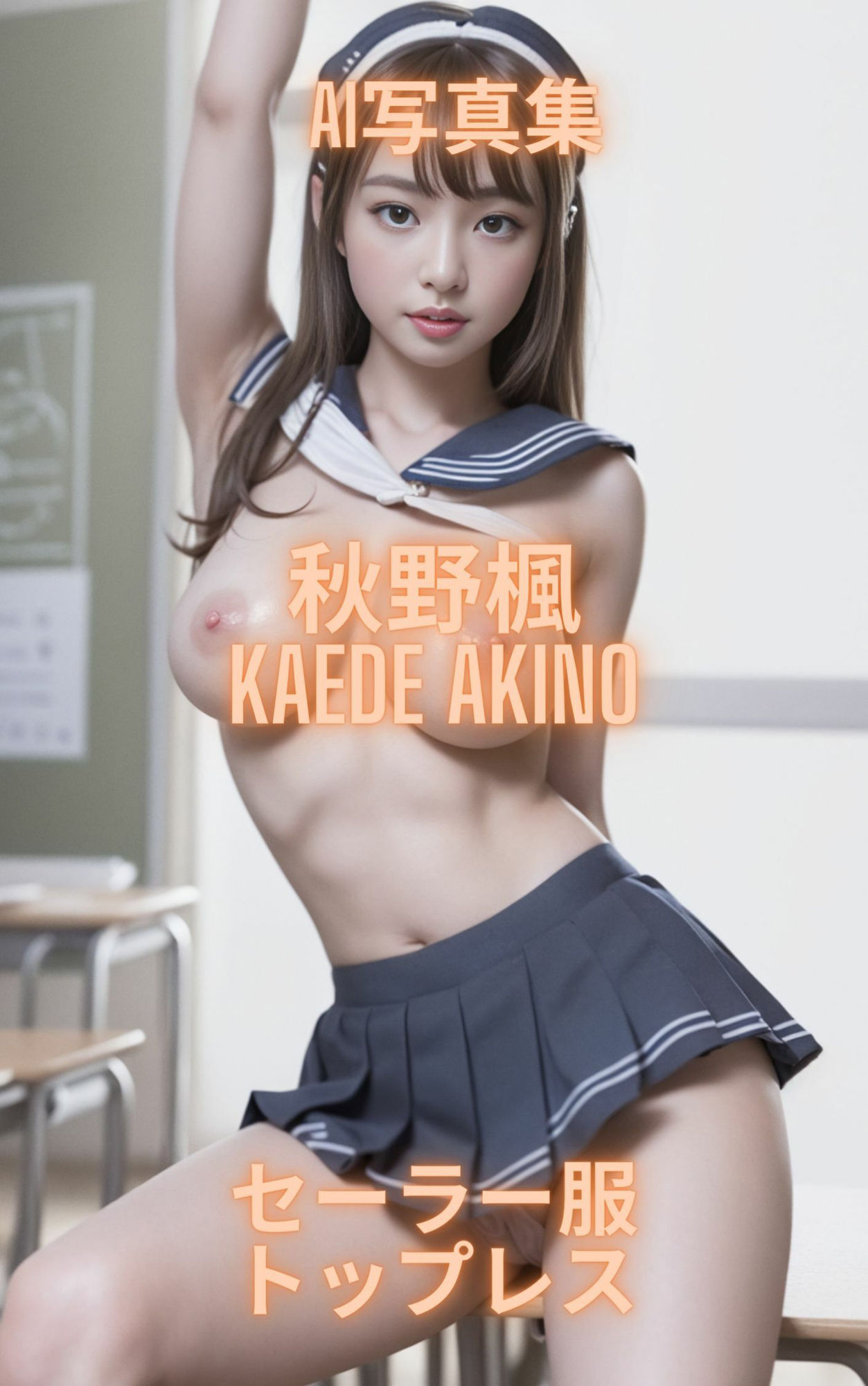 AI写真集 秋野楓 Kaede Akino セーラー服トップレス 画像4