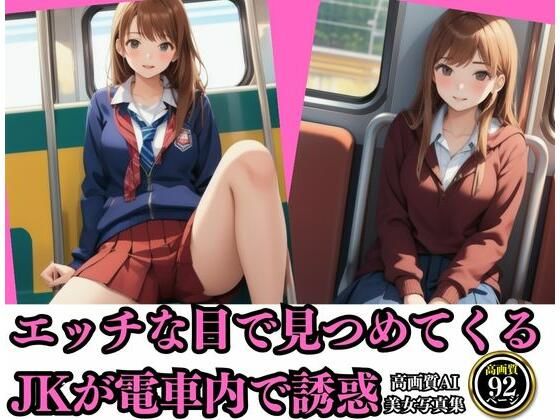 エッチな目で見つめてくるJKが電車内で誘惑_1